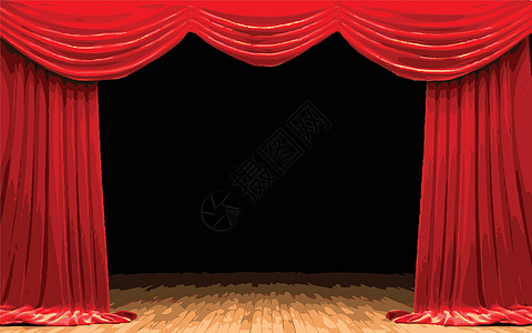 红天鹅绒幕帘打开场景手势红色推介会窗帘展示歌词织物行动剧场观众图片