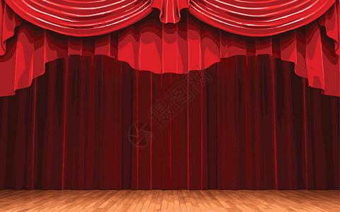 红天鹅绒幕帘打开场景行动礼堂播音员窗帘手势推介会红色歌剧布料观众图片