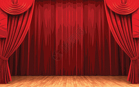 红天鹅绒幕帘打开场景艺术推介会展示歌剧歌词观众手势剧院行动剧场图片