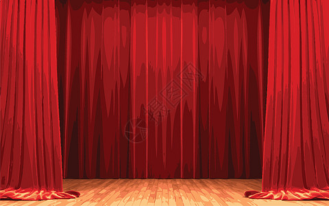 红天鹅绒幕帘打开场景剧场窗帘艺术推介会剧院红色歌剧手势播音员布料图片