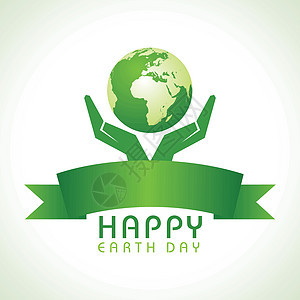 创意地球快乐日 Greeting 库存矢量绘画绿色插图世界庆典活力行星蓝色叶子丝带图片