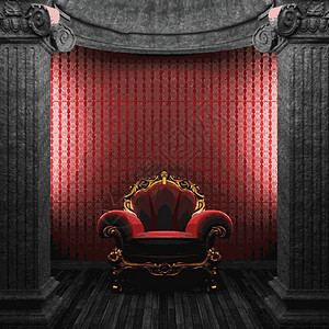 矢量柱和椅子织物古董黏土天鹅绒红色装饰建筑学水泥座位房间图片