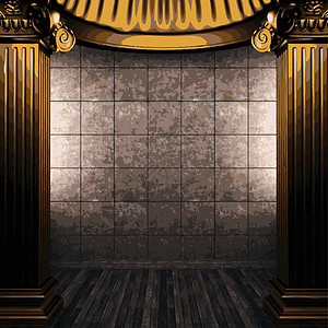 矢量铜柱和瓷砖墙房间青铜装饰品金属奢华陶瓷墙纸金子风格曲线图片