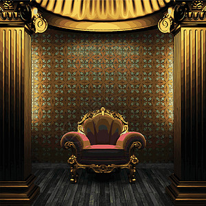 矢量铜柱 椅子和瓷砖墙光泽度风格曲线青铜墙纸装饰品房间古董座位金属图片
