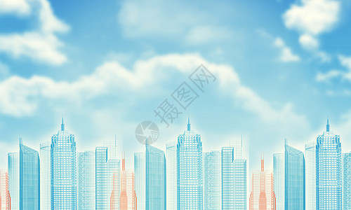 电线框架建筑 云云为背景的闪亮天空城市蓝天原理图背景图片