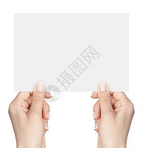 手持空白卡手指卡片白色女性广告拇指图片