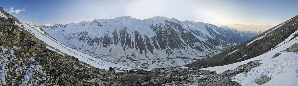 土耳其Kackar山脉火鸡美丽冰川化场景全景水平风景远足岩石顶峰图片