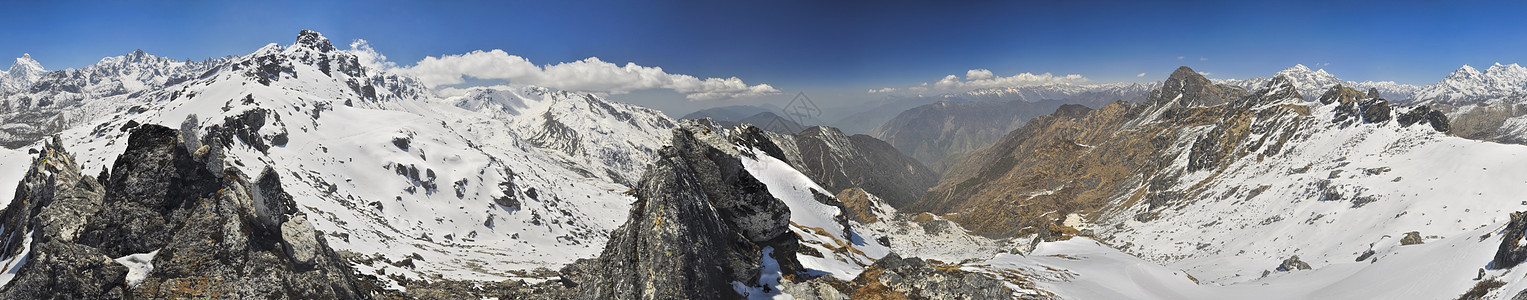 康钦坚加山脉丘陵远足美丽山顶首脑登山冷冻干城风景图片