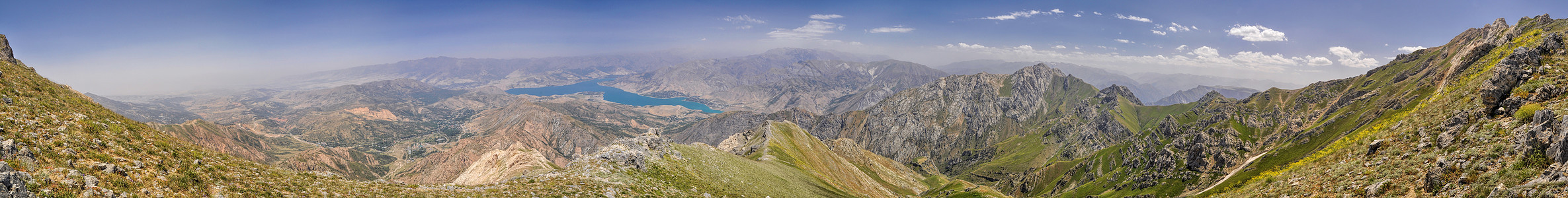 乌兹别克斯坦的Chimgan山峰旅行风景钦甘水平全景晴天山脉远足背景图片