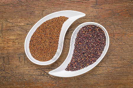 卡尼瓦和quinoa谷物泪珠木头粮食乡村种子白色图片