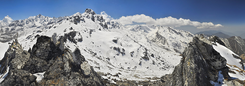 康钦坚加山顶远足冰川冷冻顶峰天气美丽登山山峰山脉图片