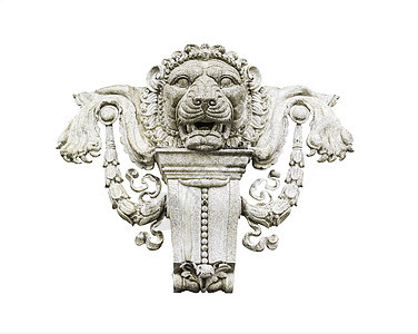白色的狮子石雕像图片