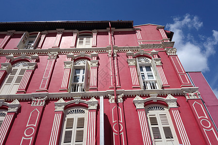 新加坡华人城传统建筑新加坡中华镇红色遗产游客白色房子古董窗户店铺城市建筑学图片