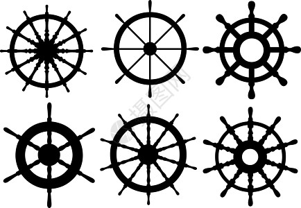 舵团体黑色导航车轮拼贴画航海白色插图收藏圆圈背景图片