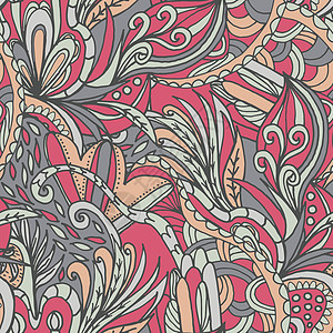 人工绘制的波花纹形态摘要卷曲纺织品墙纸织物艺术风格叶子插图流动振动图片