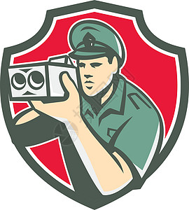 警车超速摄像头防盾牌雷特罗图片