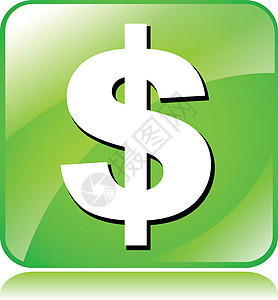 绿色美元图标正方形按钮网络背景图片