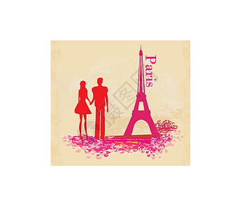 巴黎的浪漫情侣抽象卡文档问候语周年纪念日古董奢华邀请函女士公告热情图片