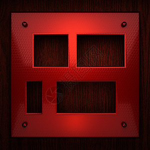 木制圆柱上红色授粉金属控制板品牌木板盘子边界木头酒吧艺术材料插头背景图片