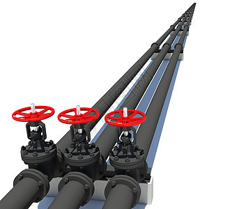 三个黑色管道 装有阀门汽油工程金属工业管子控制石油螺栓图片