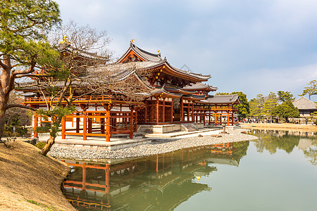 Byodo in 寺庙佛教徒文化场景树木游客建筑学神道遗产池塘反射图片