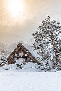 白川果与太阳雪旅游合掌历史全景旅行文化建筑季节房子遗产图片