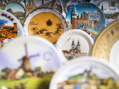 旅行的地理分布旅游盘子纪念品记忆背景图片
