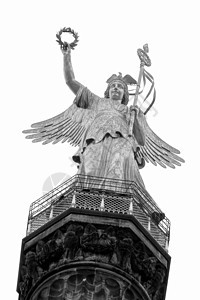 柏林胜利专栏翅膀桂冠柱子地标纪念碑雕像青铜黑白图片