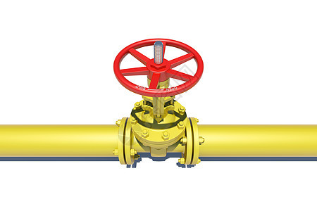 高度精密的三维模型阀门和管道工程龙头坚果天然气控制螺栓金属管子导管黄色图片