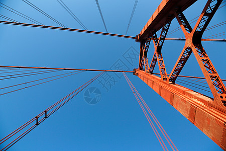 里斯本桥电缆地标运输海岸旅行全景建筑学金属交通蓝色图片