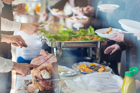 Banquet会议午餐休息饮料酒店接待宴会餐厅沙拉生意人桌子食物拼盘图片