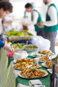 Banquet会议午餐休息商业酒吧桌子生意菜单自助零食美食接待庆典图片