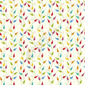 无缝模式装饰植物绿色季节曲线墙纸织物卷曲纺织品绘画图片