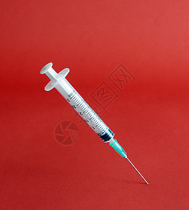 医疗注射器疫苗注射塑料绿色红色用品器材背景图片