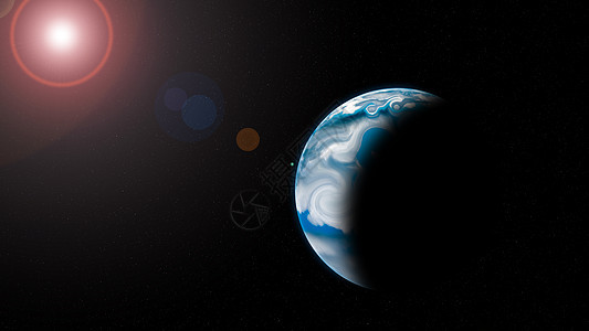 与升日太阳相伴的行星天空光环星星插图耀斑星系星云蓝色宇宙黑色图片
