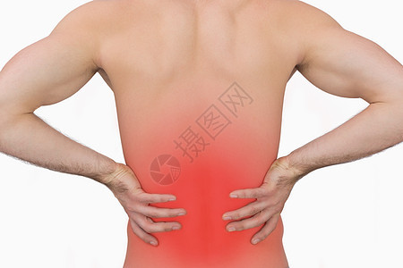 后脑部背痛的肌肉人的近视卫生疼痛躯干保健辉光按摩红色膀子身体男性图片