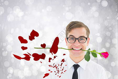 浪漫嬉戏时装的复合形象玫瑰约会计算机数字红色圆圈男性男人白色粉色图片