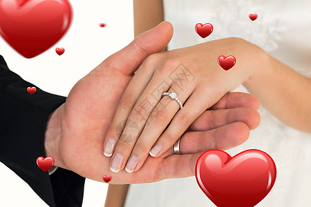 新婚夫妇手握手的作物形象综合图像组合图象生活丈夫妻子婚礼裁剪夫妻新郎庆典事件异性恋图片