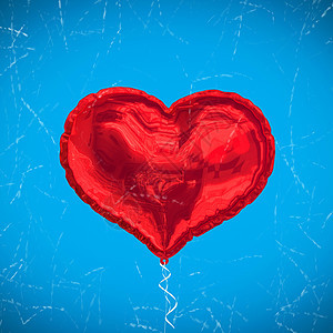 红心气球复合图像情人蓝色绘图计算机红色插图背景图片