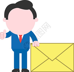 持有邮件图标的商务人士办公室经理人士男人手势信封信使网络卡通片邮寄图片
