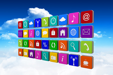 App 墙的复合图像绘图环境多云高度技术计算蓝色计算机天空阳光图片
