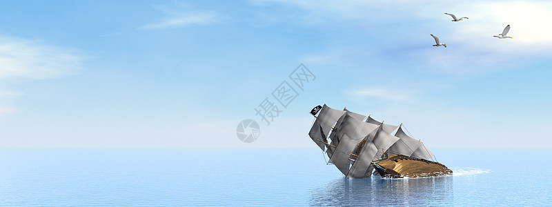 海盗船沉船3D图片