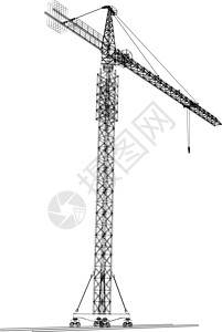 塔台建筑起重机 3d的矢量成像绘画建筑学工具框架插图工程黑色草图机器机械图片