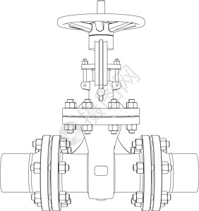 工业阀门  3 的矢量渲染螺栓白色草图绘画金属旋转插图管子工程工厂图片