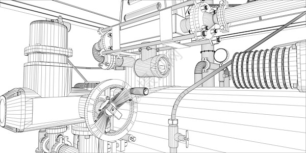 白色背景的有线框架工业设备燃料管道工厂配件资源技术活力力量插图管子图片