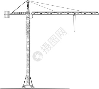 塔台建筑起重机 3d的矢量成像草图工程工业绘画机械建筑学黑色金属机器框架图片