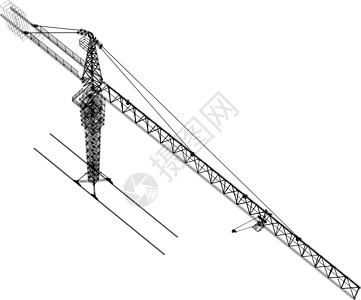 塔台建筑起重机 3d的矢量成像插图工程金属白色黑色建筑学框架工业机械工具图片