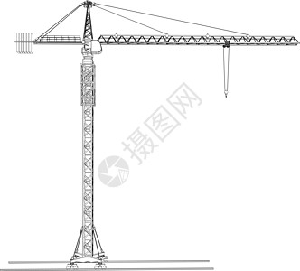 塔台建筑起重机 3d的矢量成像插图草图工具框架机械绘画工程金属工业机器图片