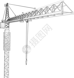 塔台建筑起重机 3d的矢量成像工具插图黑色建筑学裁剪工程机械框架绘画机器图片