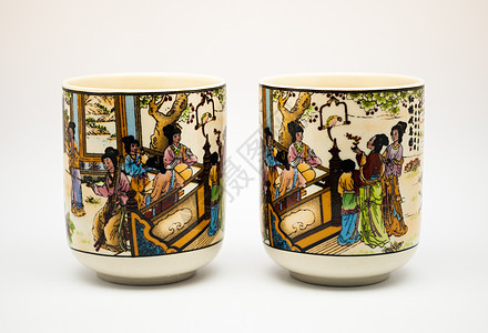 中国古代陶瓷茶杯的一对夫妇图片